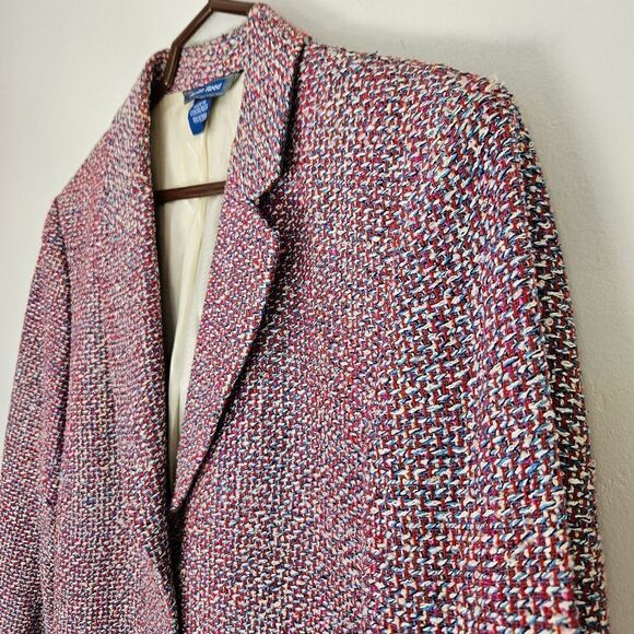 Vintage Austin Reed Colorful Silk Woven Tweed Sport Coat Blazer Jacket 14W - Picture 7 of 13
